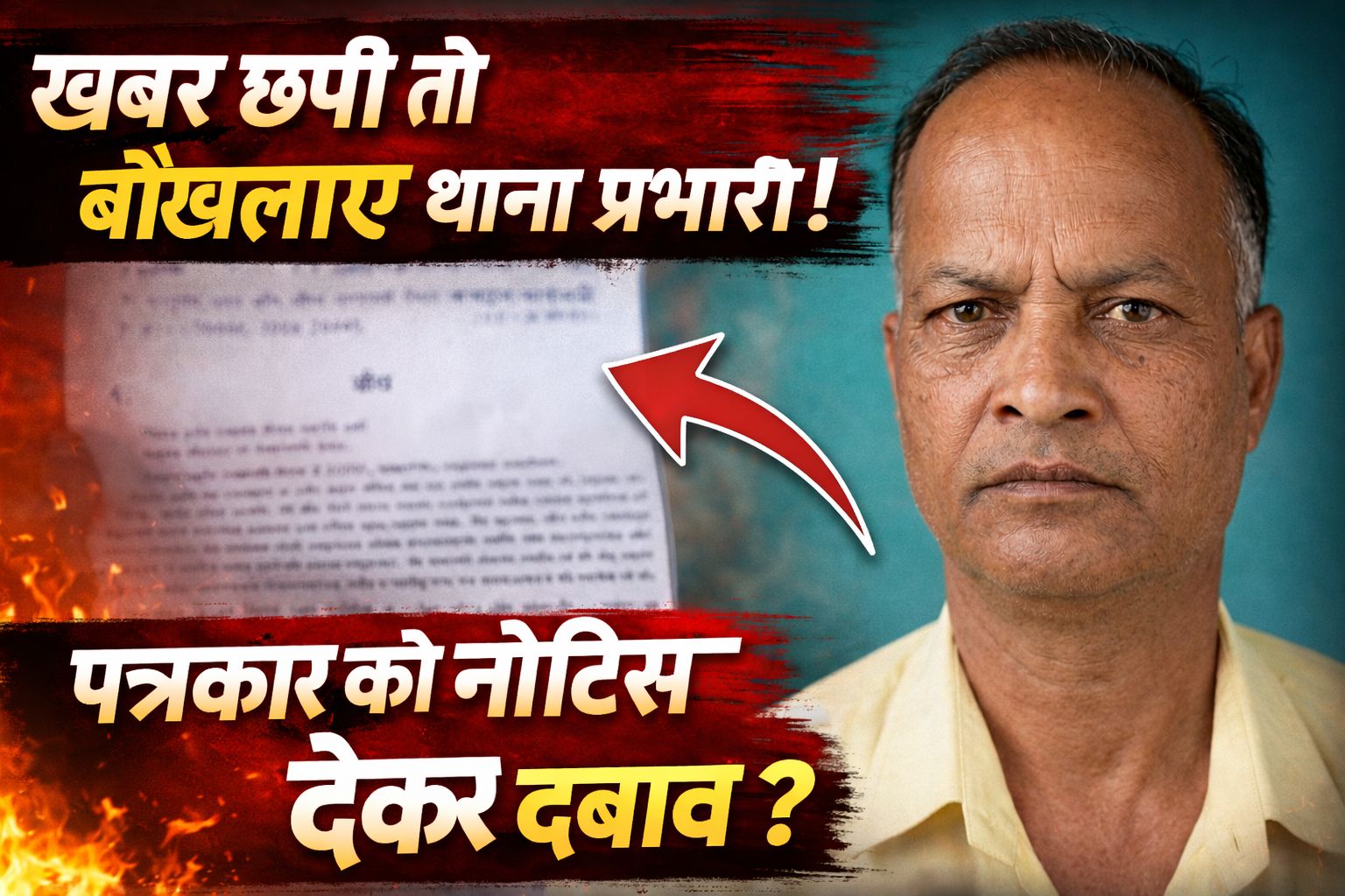 खबर के बाद बौखलाया थाना प्रभारी? खुद पर लगे आरोपों पर सफाई देने के बजाय पत्रकार को भेजा नोटिस